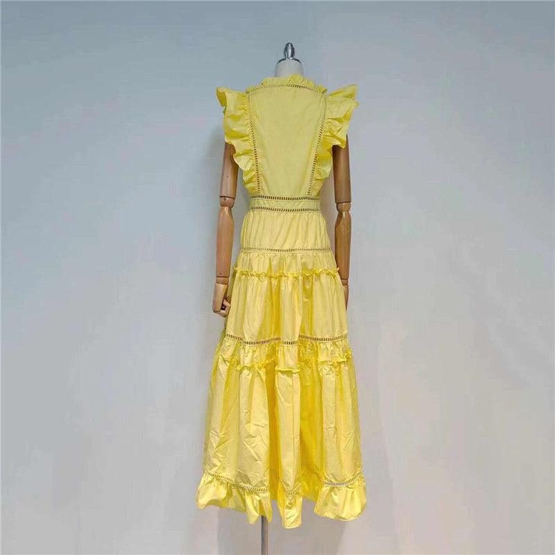 Nora Pleated Cap Sleeves Maxi Dress