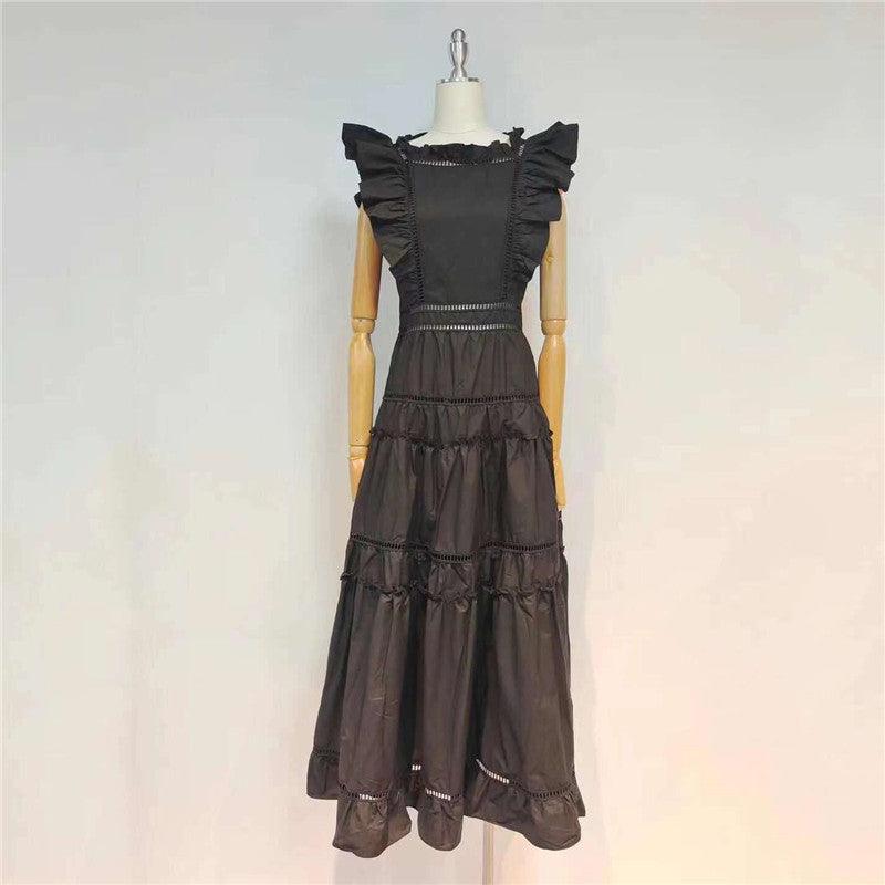 Nora Pleated Cap Sleeves Maxi Dress