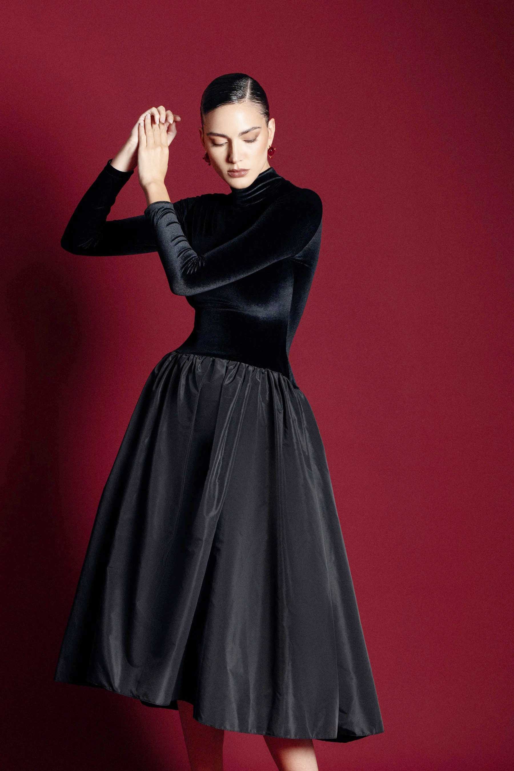 Premium Marta Long Sleeved Midi Dress Elevated Occasion Wear