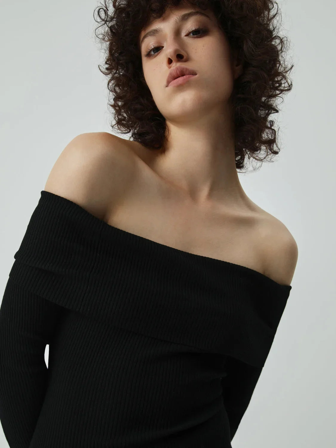 Nostalgia Off Shoulder Long Modern Sleeve Long Sweater Dress