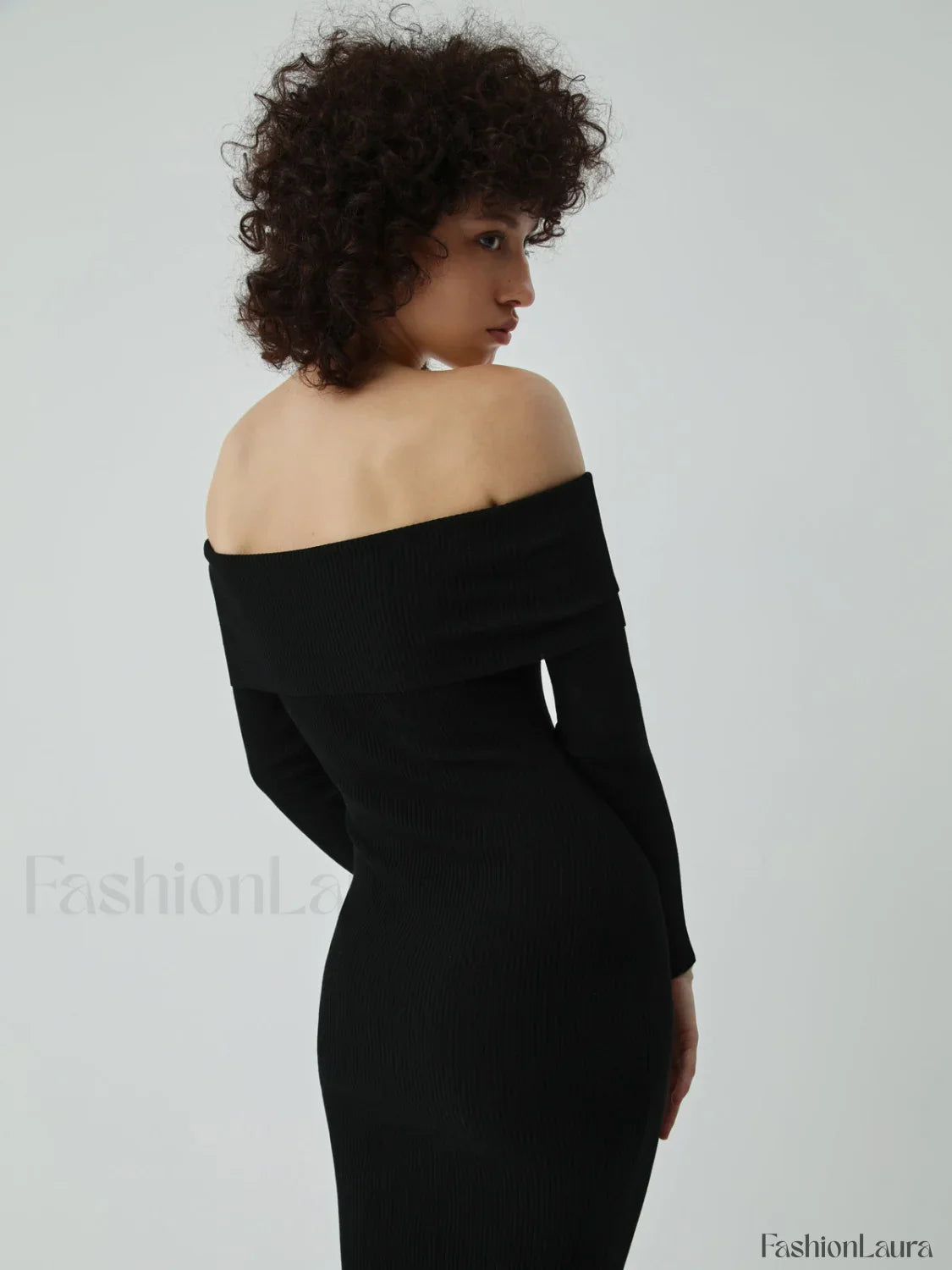 Nostalgia Off Shoulder Long Modern Sleeve Long Sweater Dress