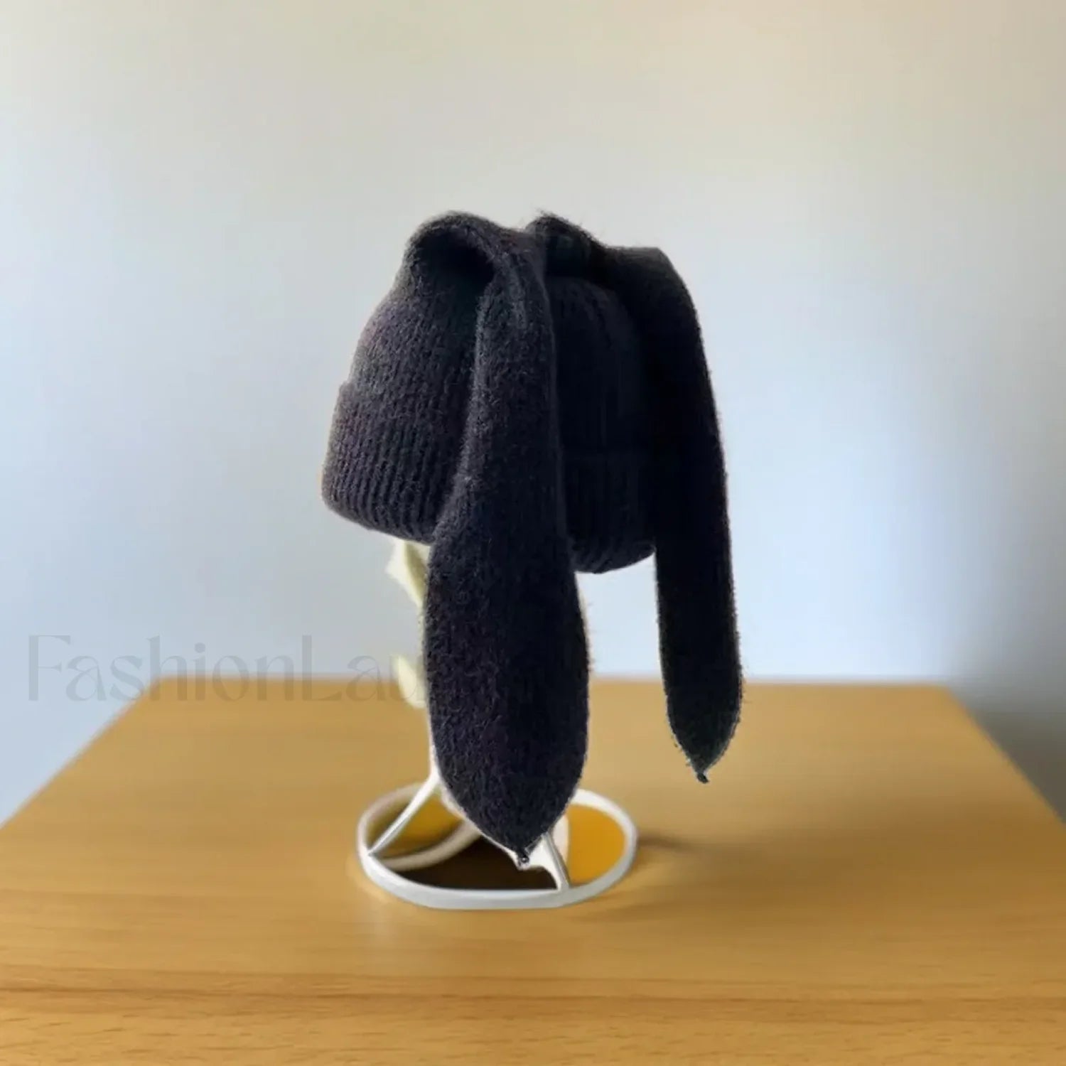 Novelty Cute Rabbit Ears Autumn Winter Skullies Beanies Hat Black / 56 60cm