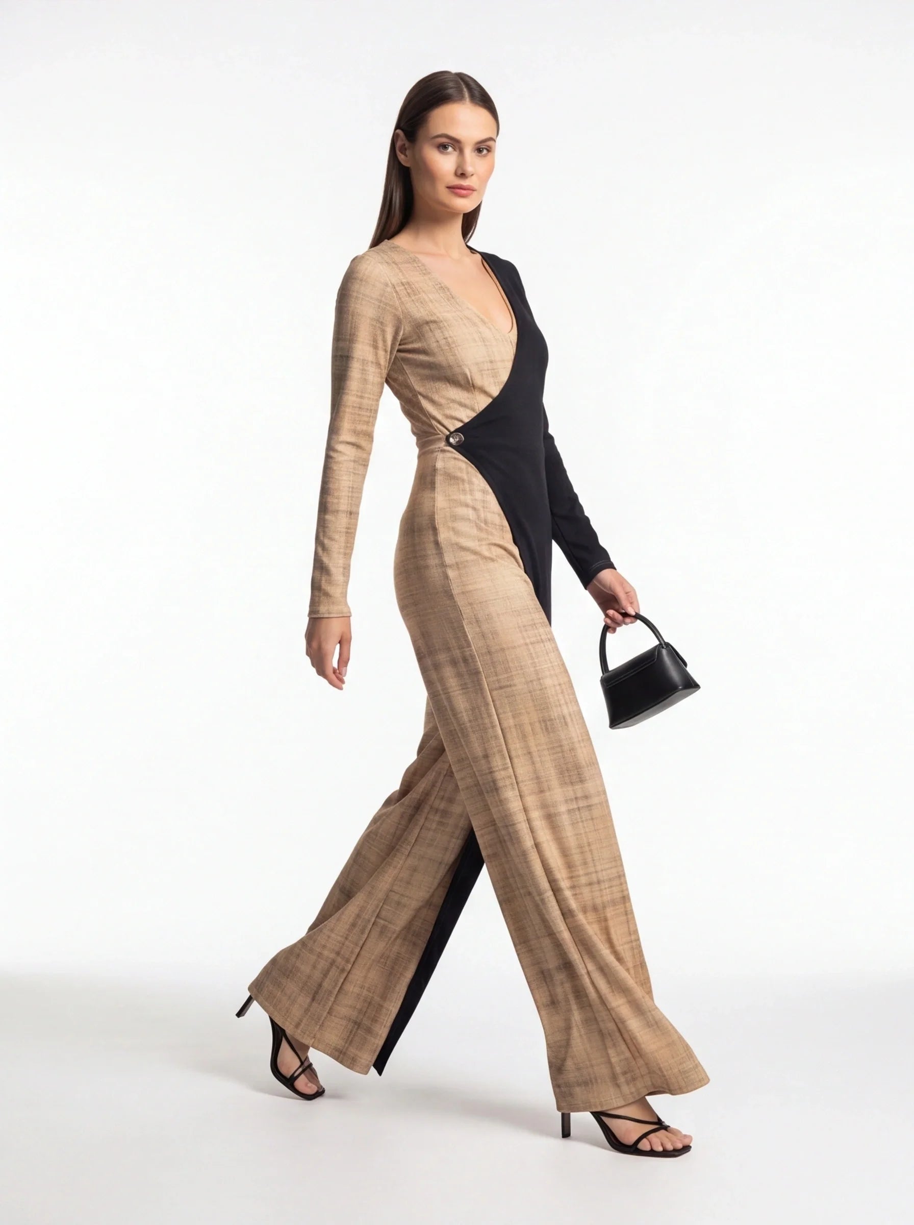 Stylish Colorblock Casual Jumpsuit with Pockets & Adjustable Straps