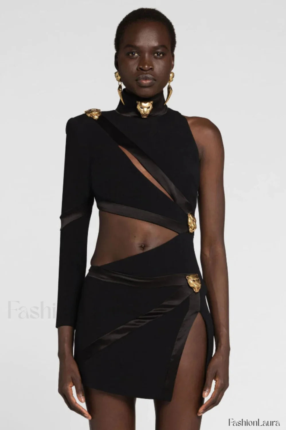 Nude One Shoulder Charming Cutout Bandage Dress