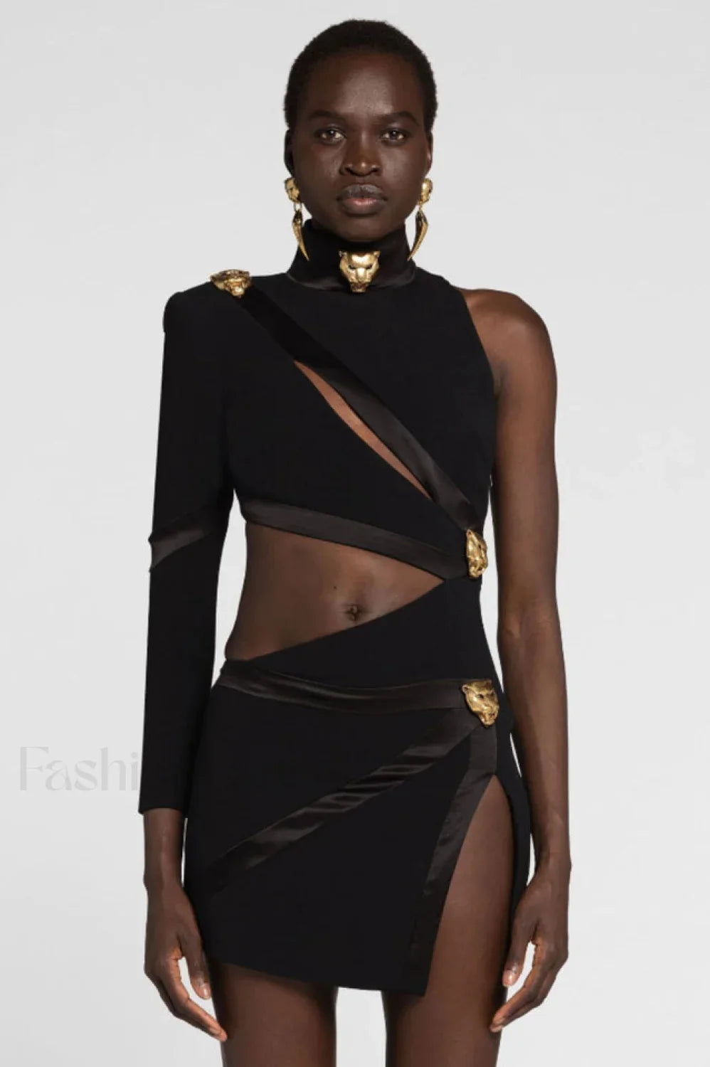 Nude One Shoulder Charming Cutout Bandage Dress