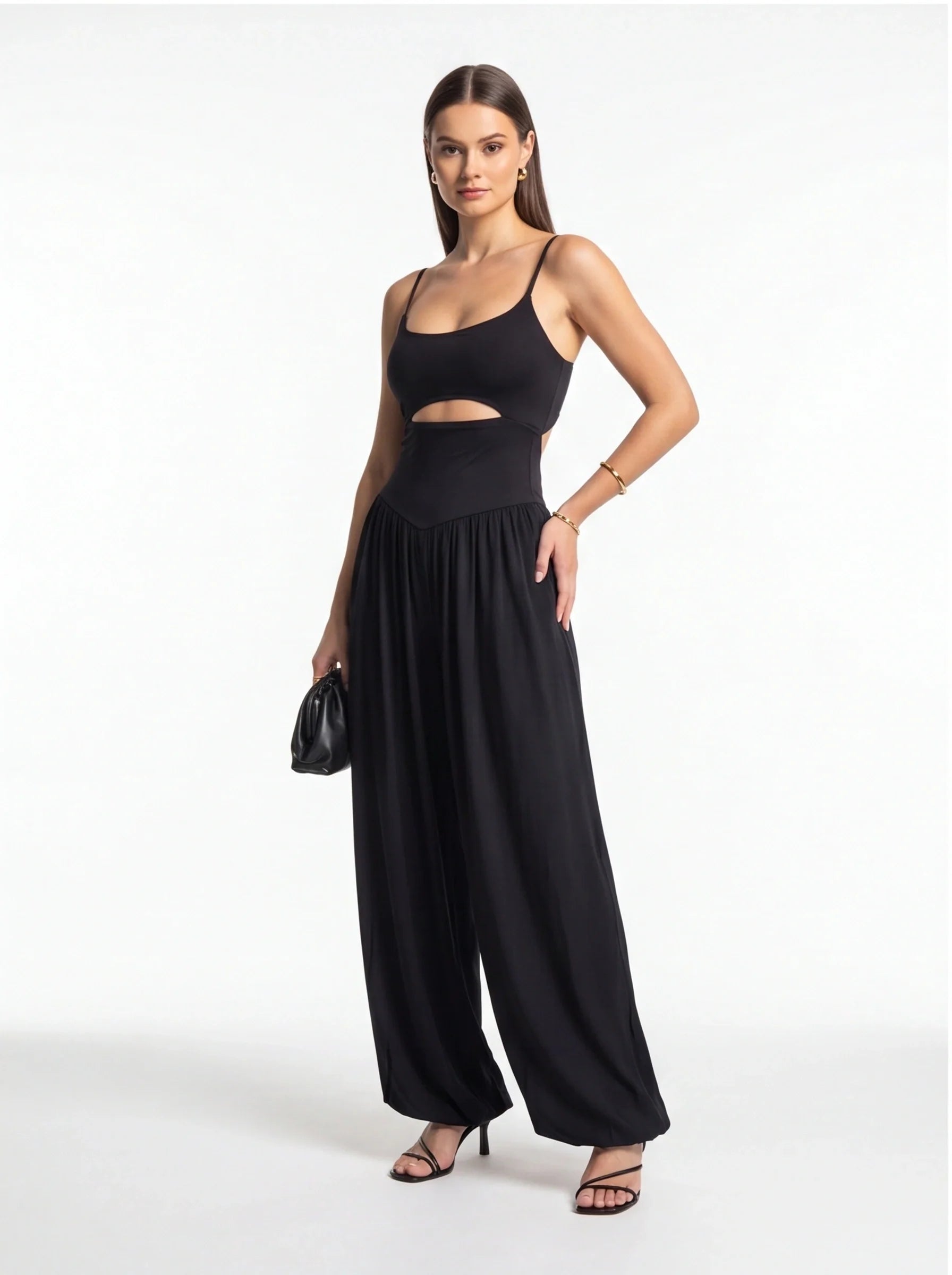 Elegant Backless Summer Jumpsuit with Adjustable Straps & Wide Leg