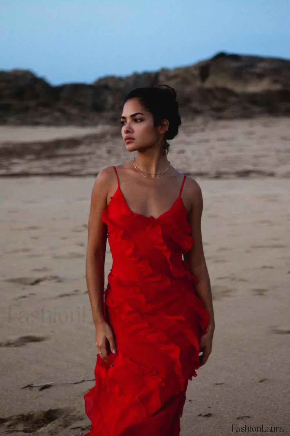 Ocean Waves Tiered Charming Ruffle Maxi Dress