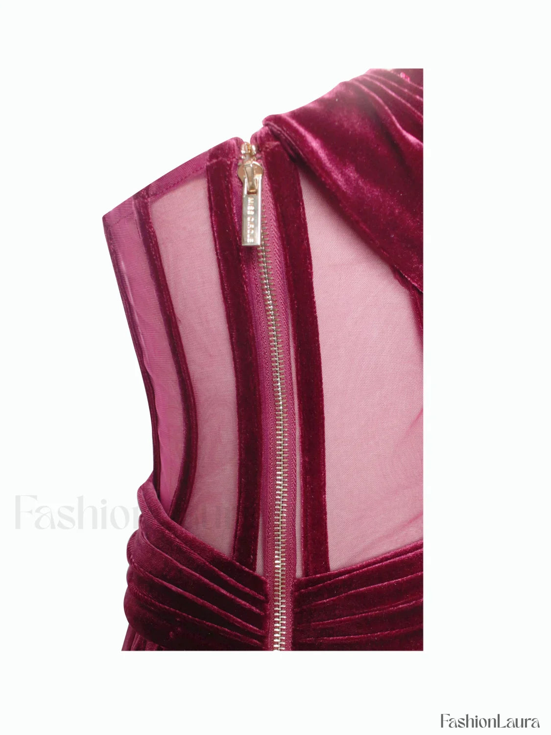 Octavia Burgundy Draping Crystal Graceful Corset High Slit Velvet Gown