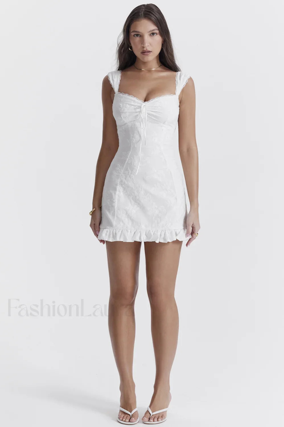 Odessa White Stylish Embroidered Mini Dress