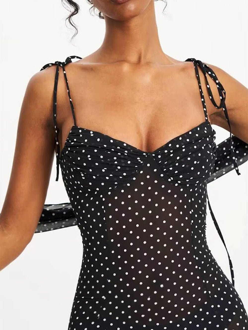 Odette Polka Dot Mesh Midi Dress