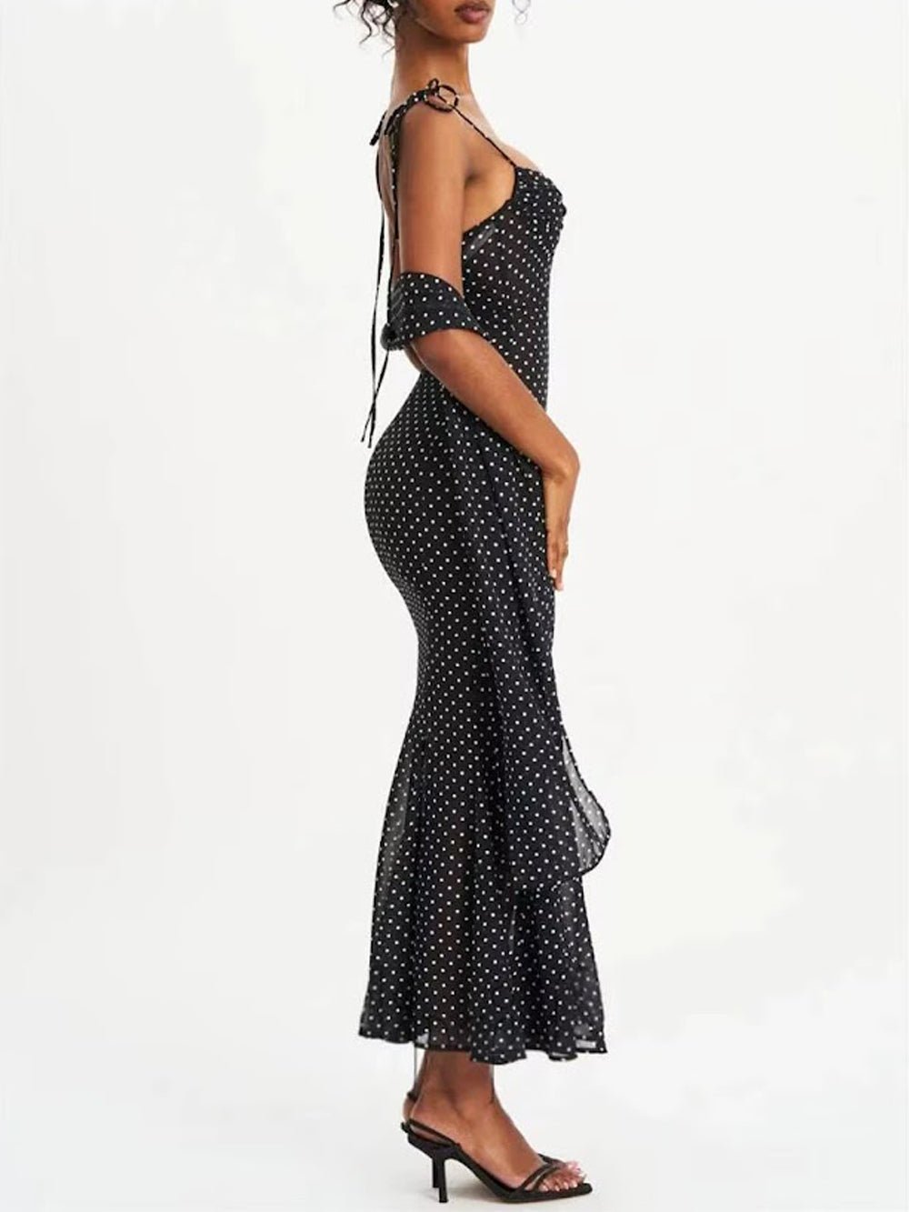 Odette Polka Dot Mesh Midi Dress