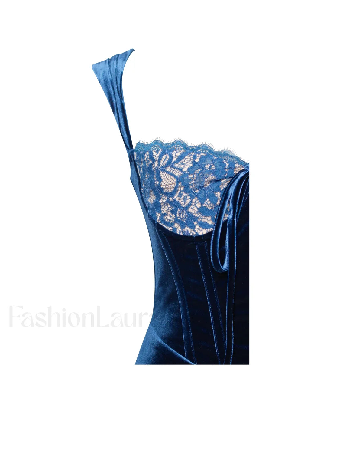 Odilia Teal Lace Charming Velvet Maxi Dress