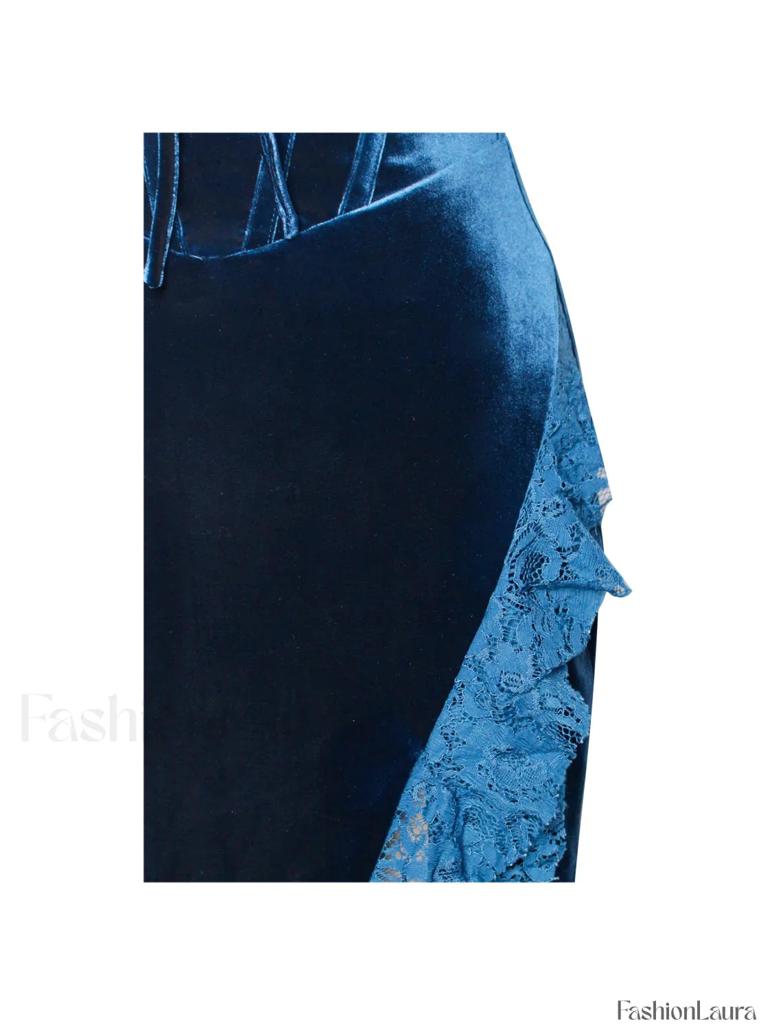 Odilia Teal Lace Charming Velvet Maxi Dress