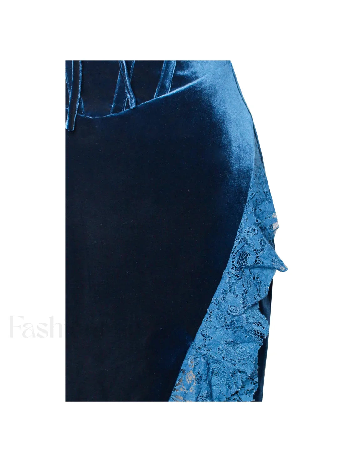 Odilia Teal Lace Charming Velvet Maxi Dress