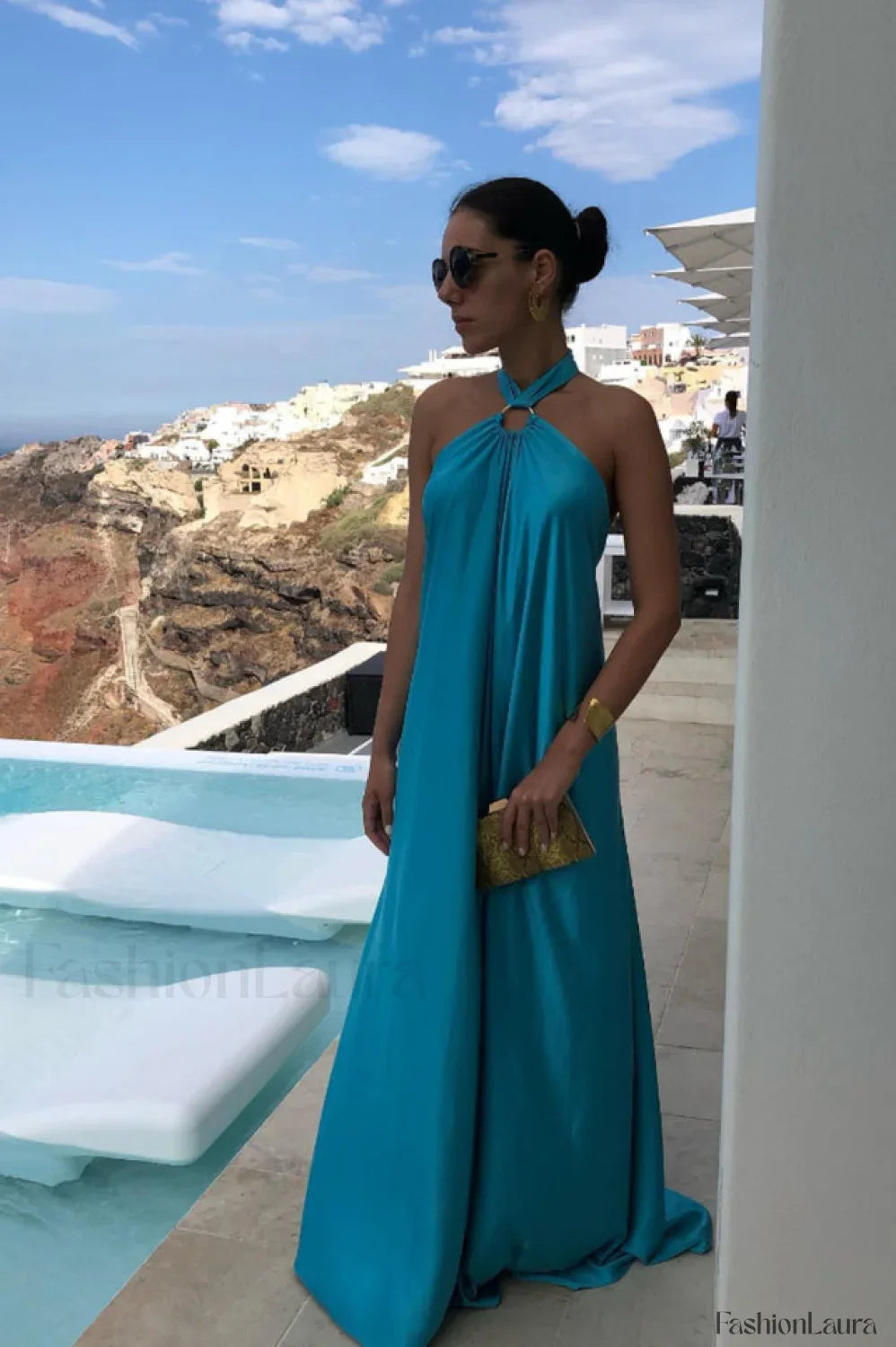 Ofelia Halter Stylish Loop Maxi Dress