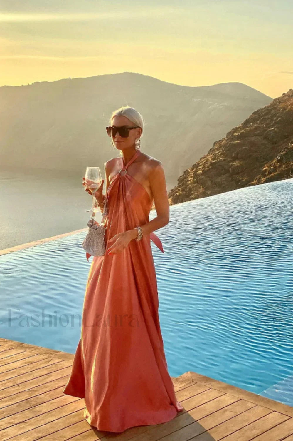 Ofelia Halter Stylish Loop Maxi Dress