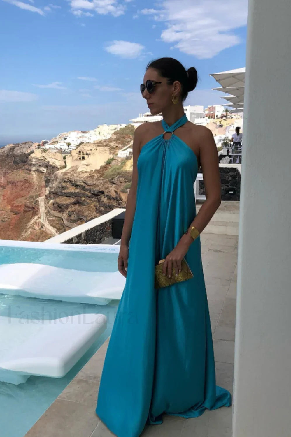 Ofelia Halter Stylish Loop Maxi Dress