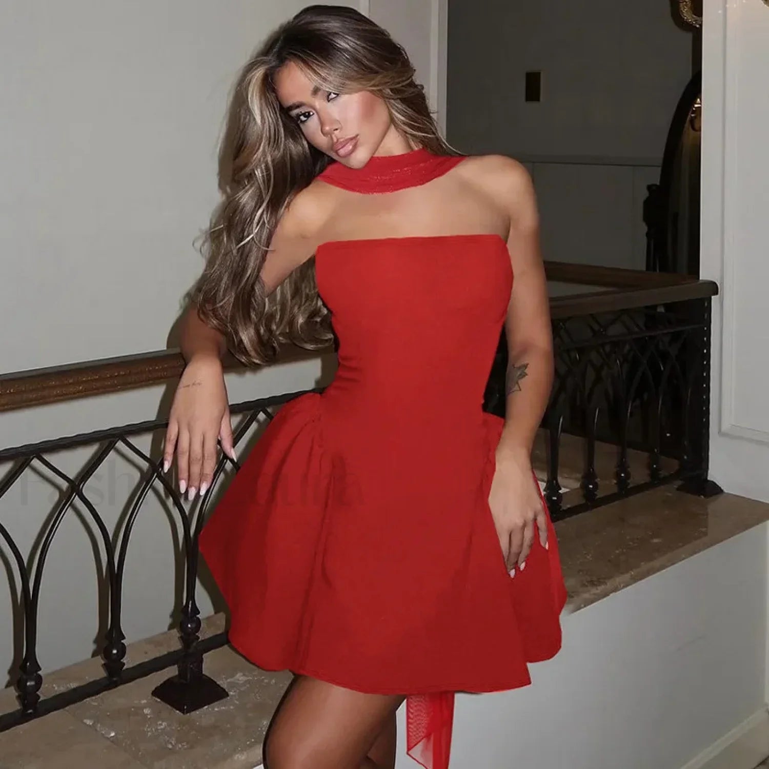 Off-Shoulder A-Line Mini Dress
