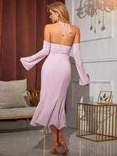 Off Shoulder Halter Chiffon Dress - View 2