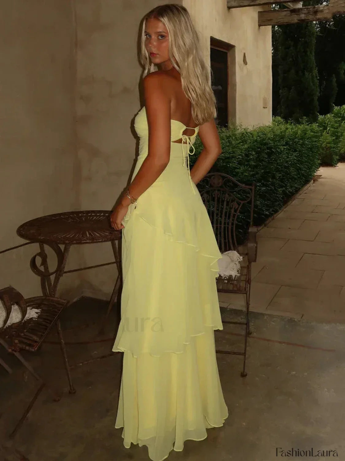 Off Shoulder Hollow Ruffle Maxi Dress