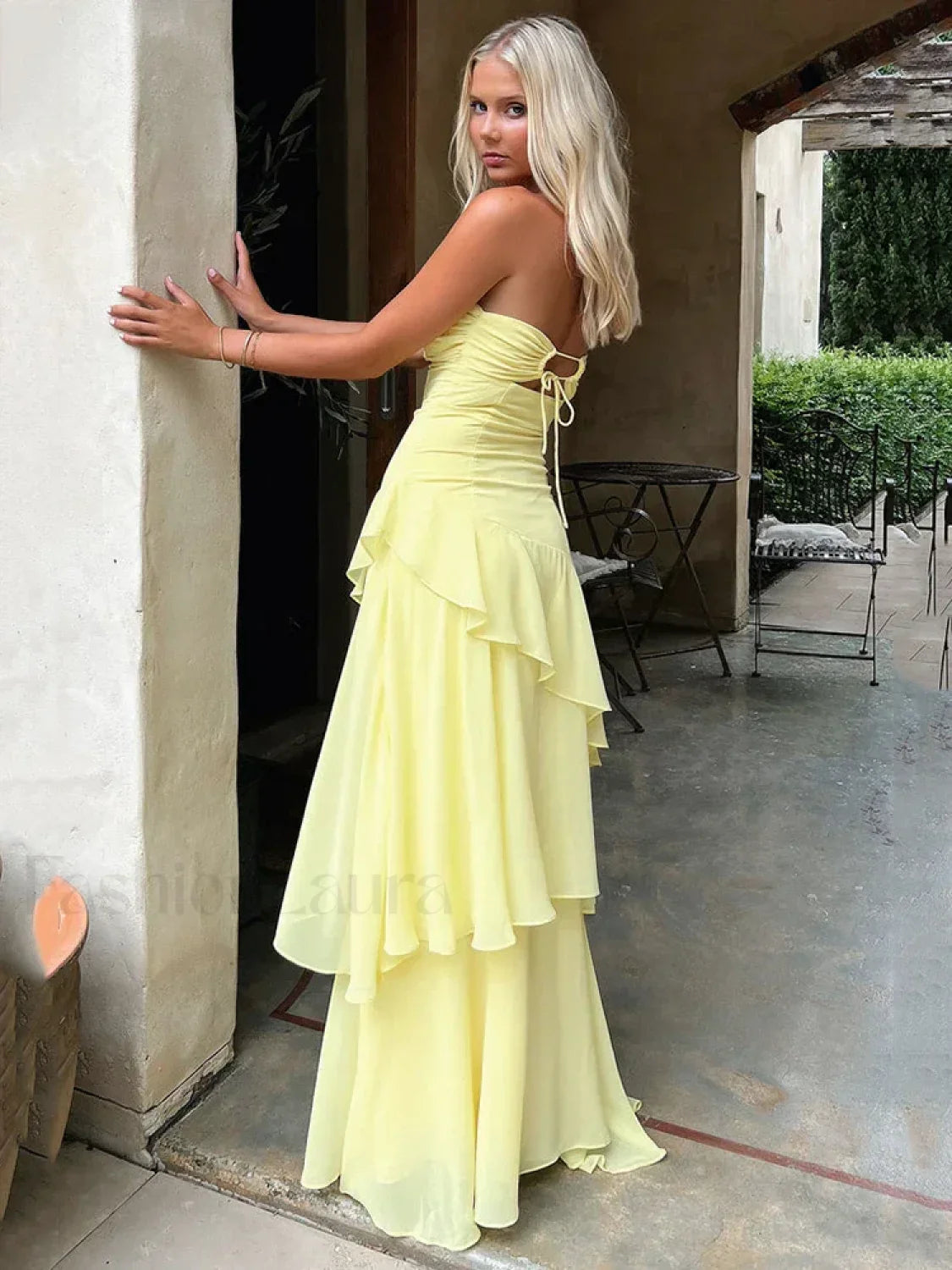Off Shoulder Hollow Ruffle Maxi Dress