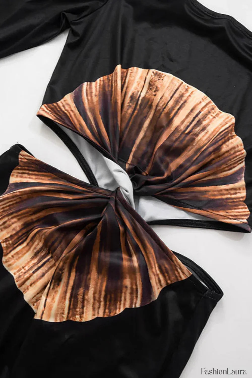 Off-Shoulder Hollowed Halter Printed Kinked Maxi Dress