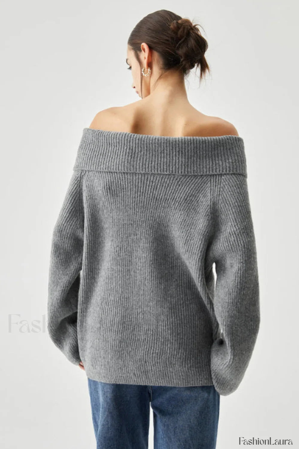 Off Shoulder Knit Pullover Sweater