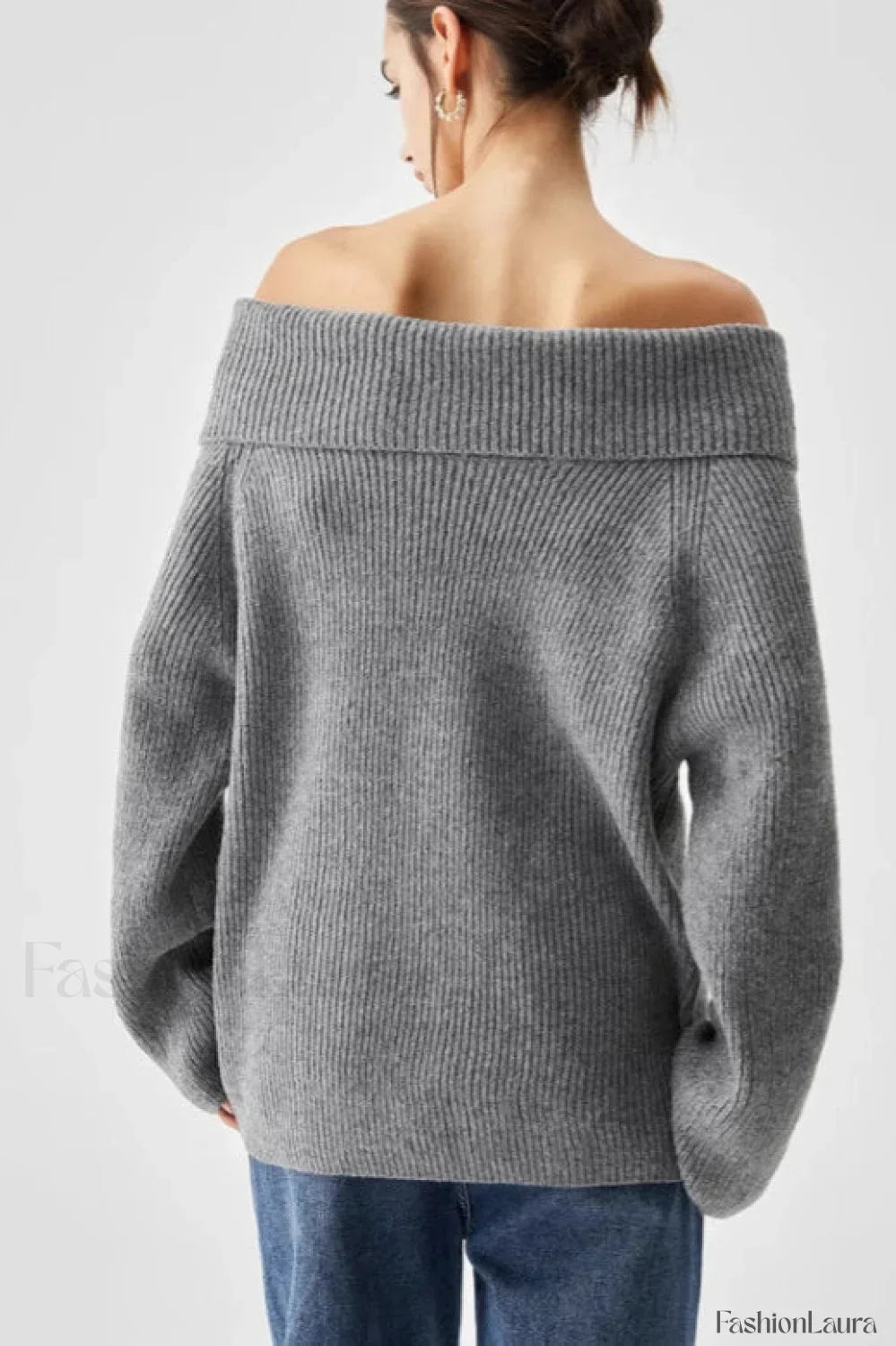 Off Shoulder Knit Pullover Sweater