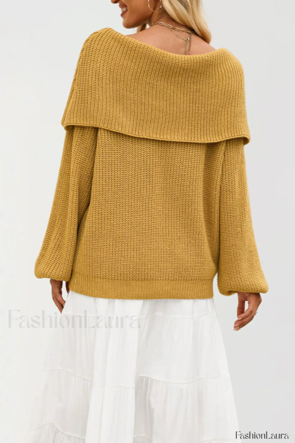 Off Shoulder Loose Knit Pullover Sweater
