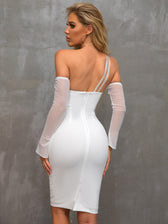 Asymmetrical Neck Glitter Strap Cut Out Dress - View 2
