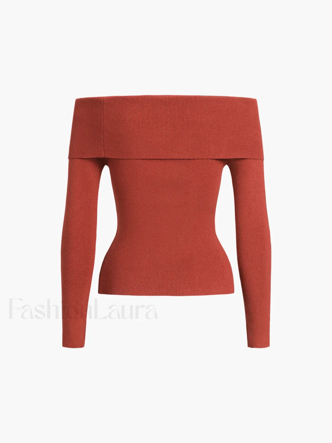 Off Shoulder Overfold Trendy Long Sleeve Knit Top