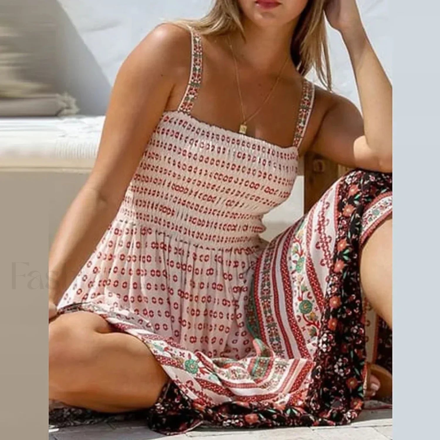 Off-Shoulder Pocket Boho Dress