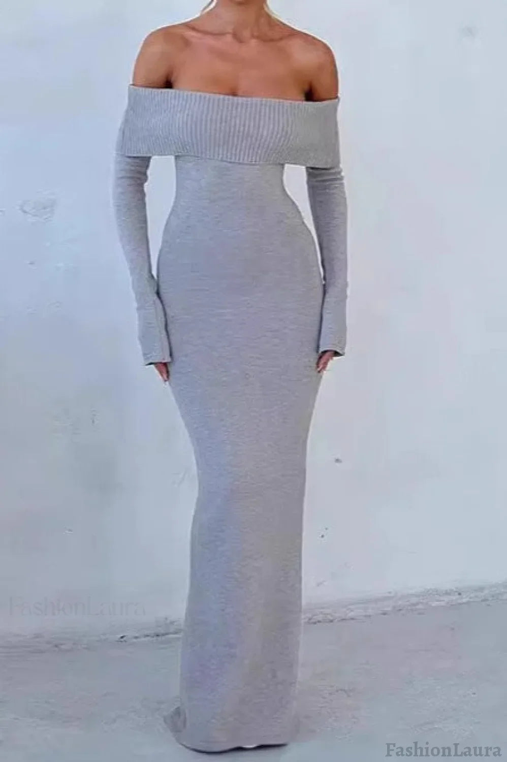 Off Shoulder Ribbed Sweater Dress