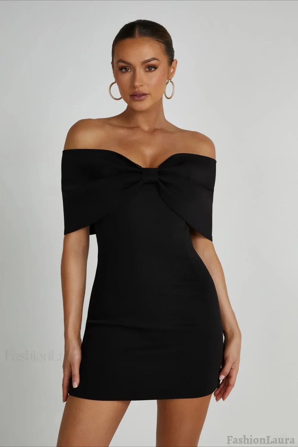 Off-the-shoulder Bodycon Cocktail Dress S / Black