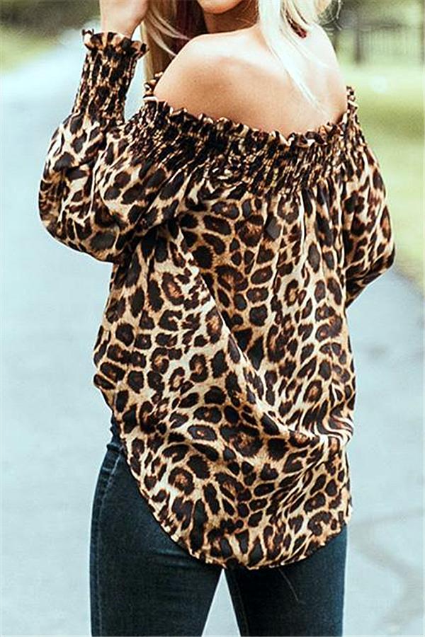 Off The Shoulder Leopard Loose Tee