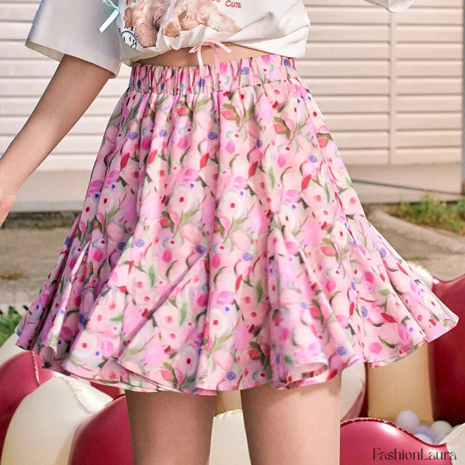 Oil Painting Floral High Waist Skirt