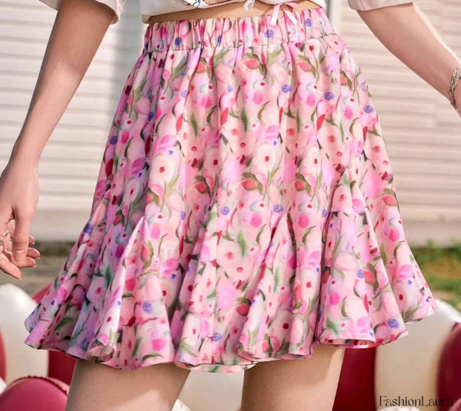 Oil Painting Floral High Waist Skirt
