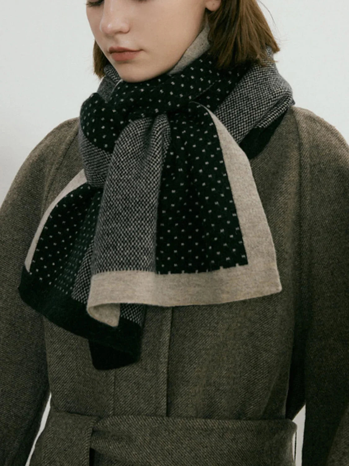 Old Money Graceful Aesthetics Patchwork Scarf Black / One Size Scarves