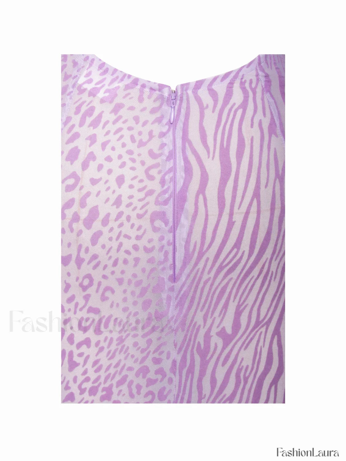 Olena Purple Burnout Velvet Animal Trendy Print Mesh Halter Neck Maxi Dress
