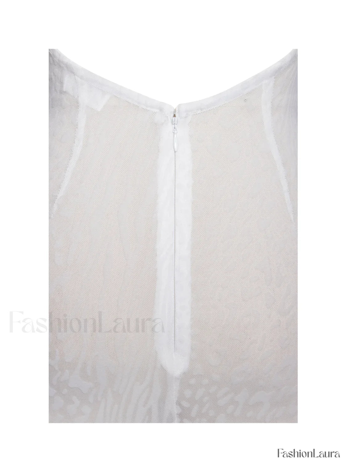 Olena White Burnout Velvet Animal Trendy Print Mesh Halter Neck Maxi Dress