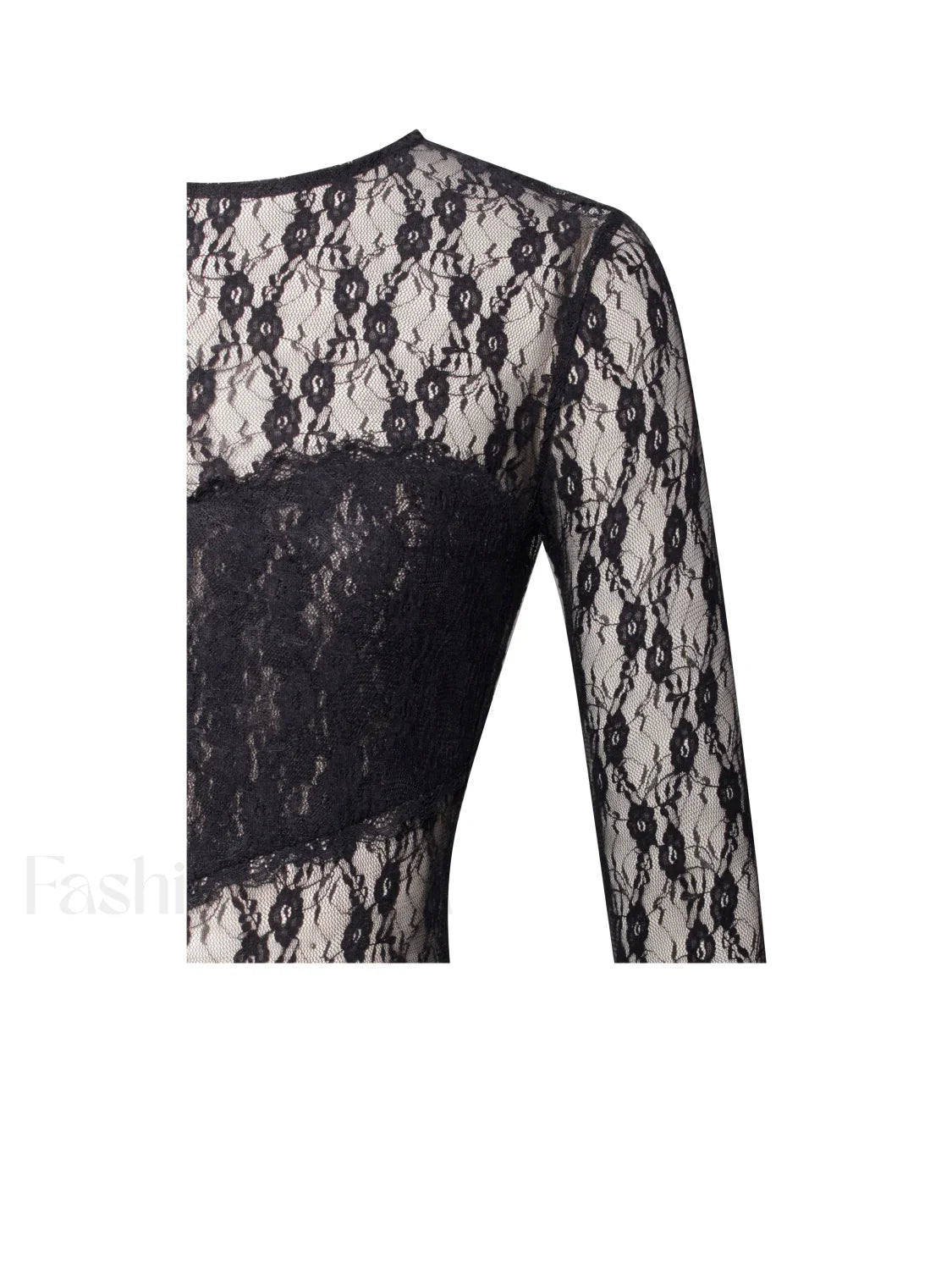 Omaira Black Lace Charming Long Sleeve Ruffle Dress