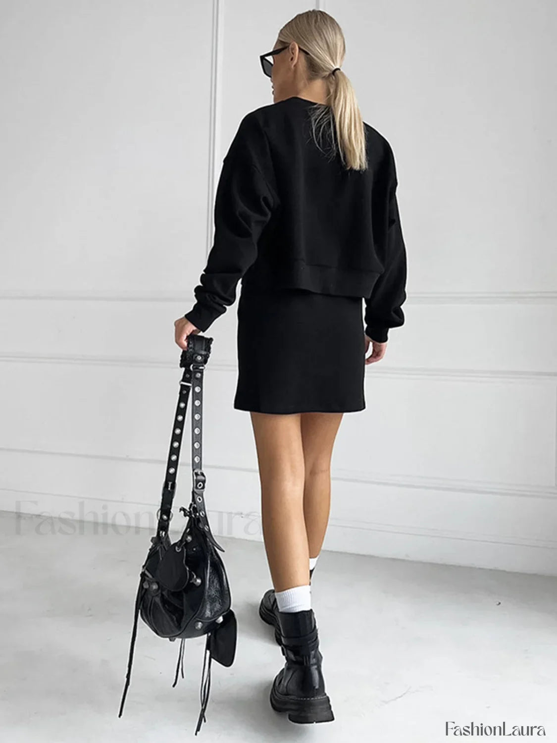 On The Go Trendy Two Piece Skirt Set