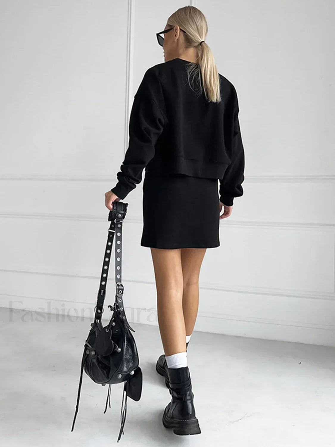 On The Go Trendy Two Piece Skirt Set