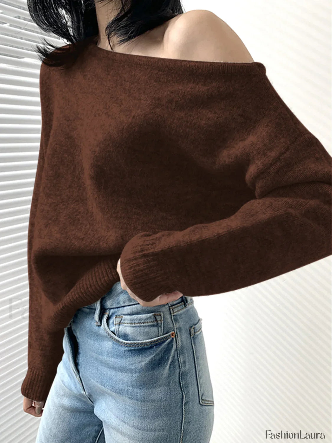 One Shoulder Asymmetric Sweater
