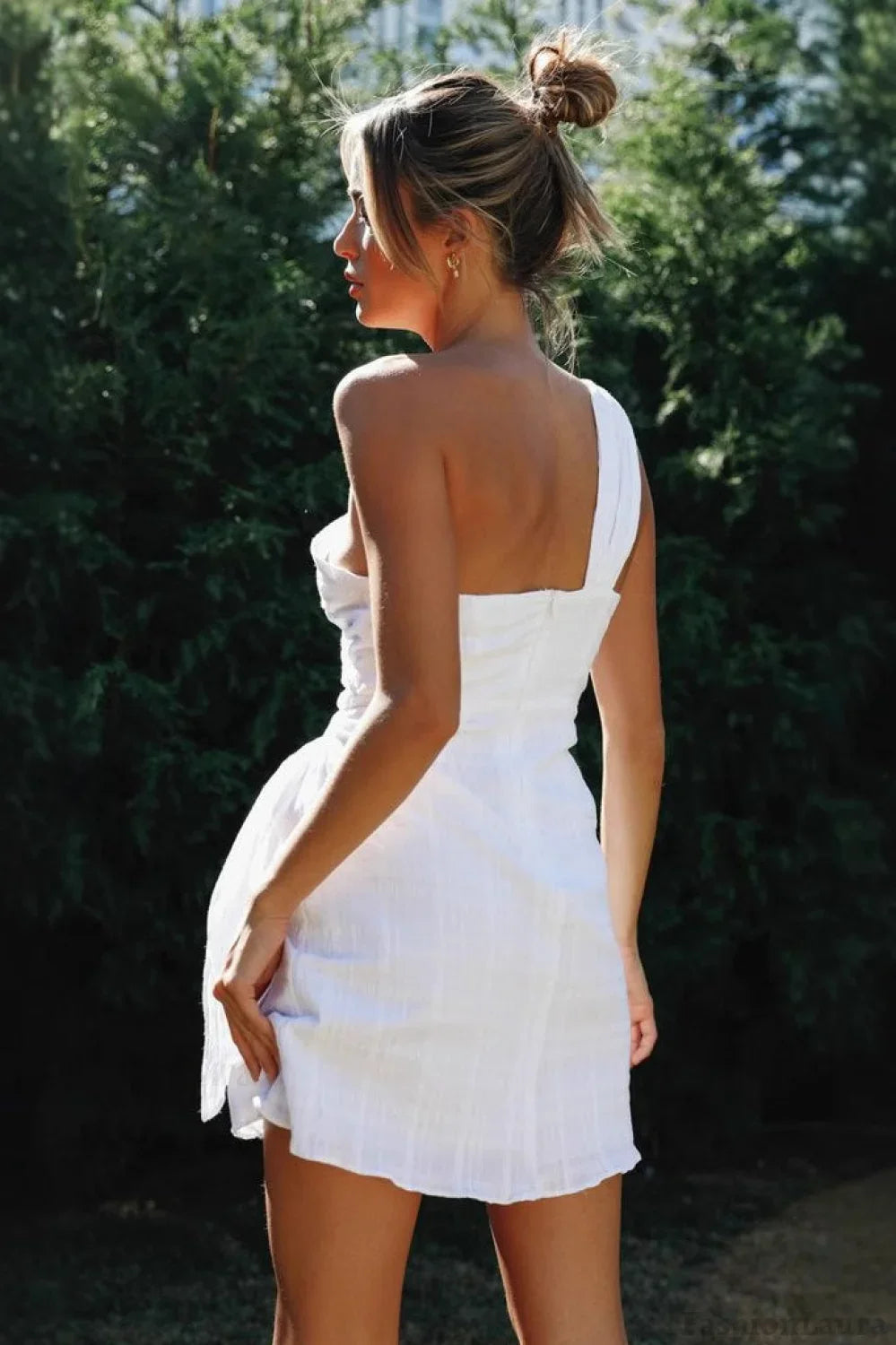 One-Shoulder Belted Asymmetrical Cocktail Dress