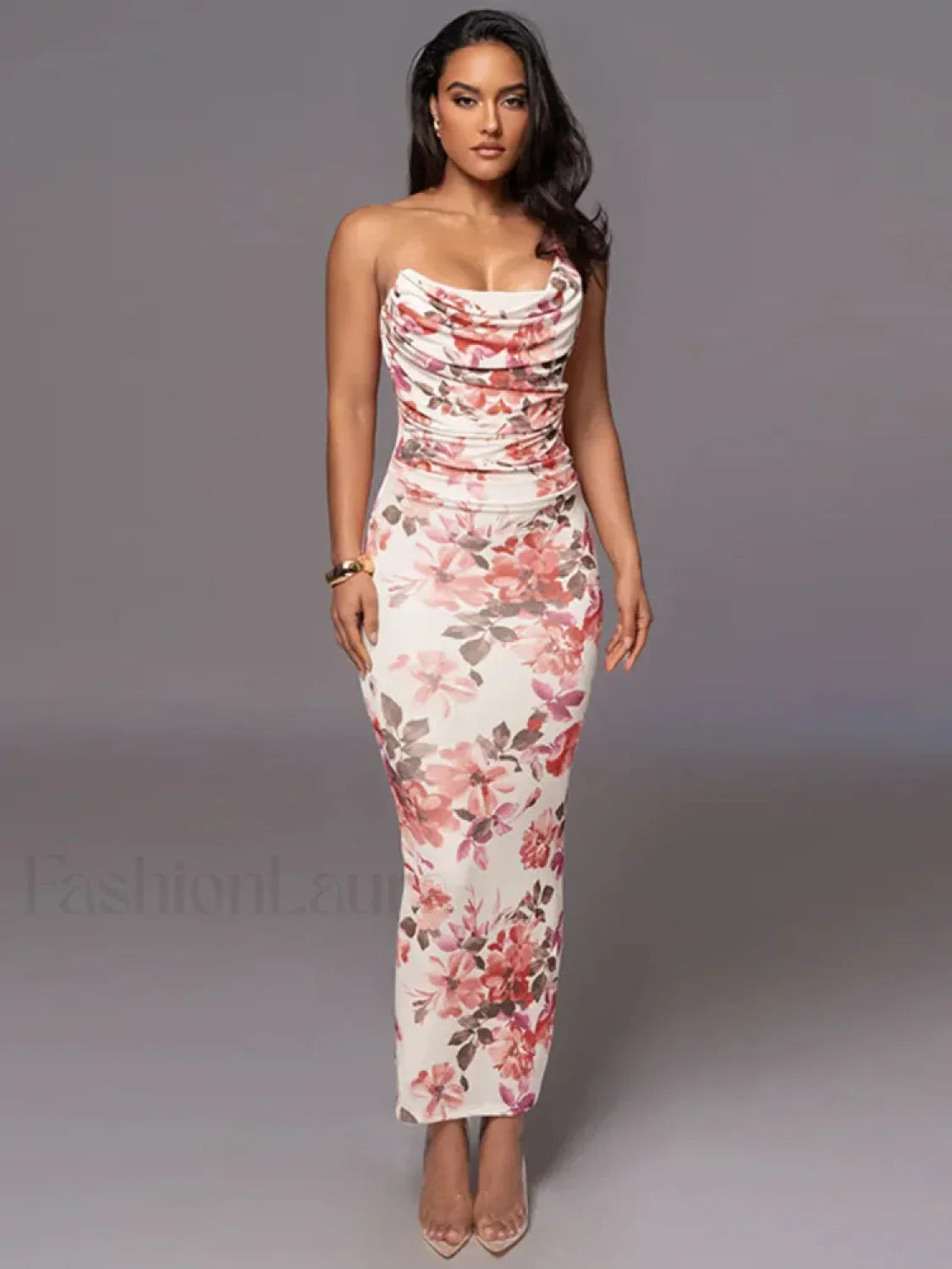 One-Shoulder Bodycon Floral Dress