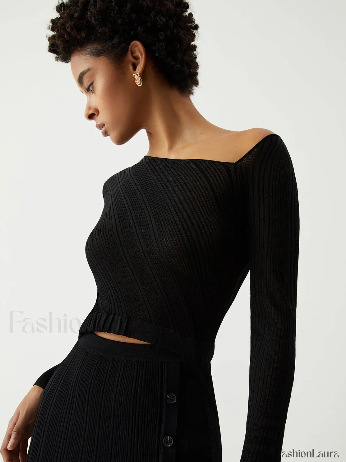 One Shoulder Off Trendy Knit Midi Dress