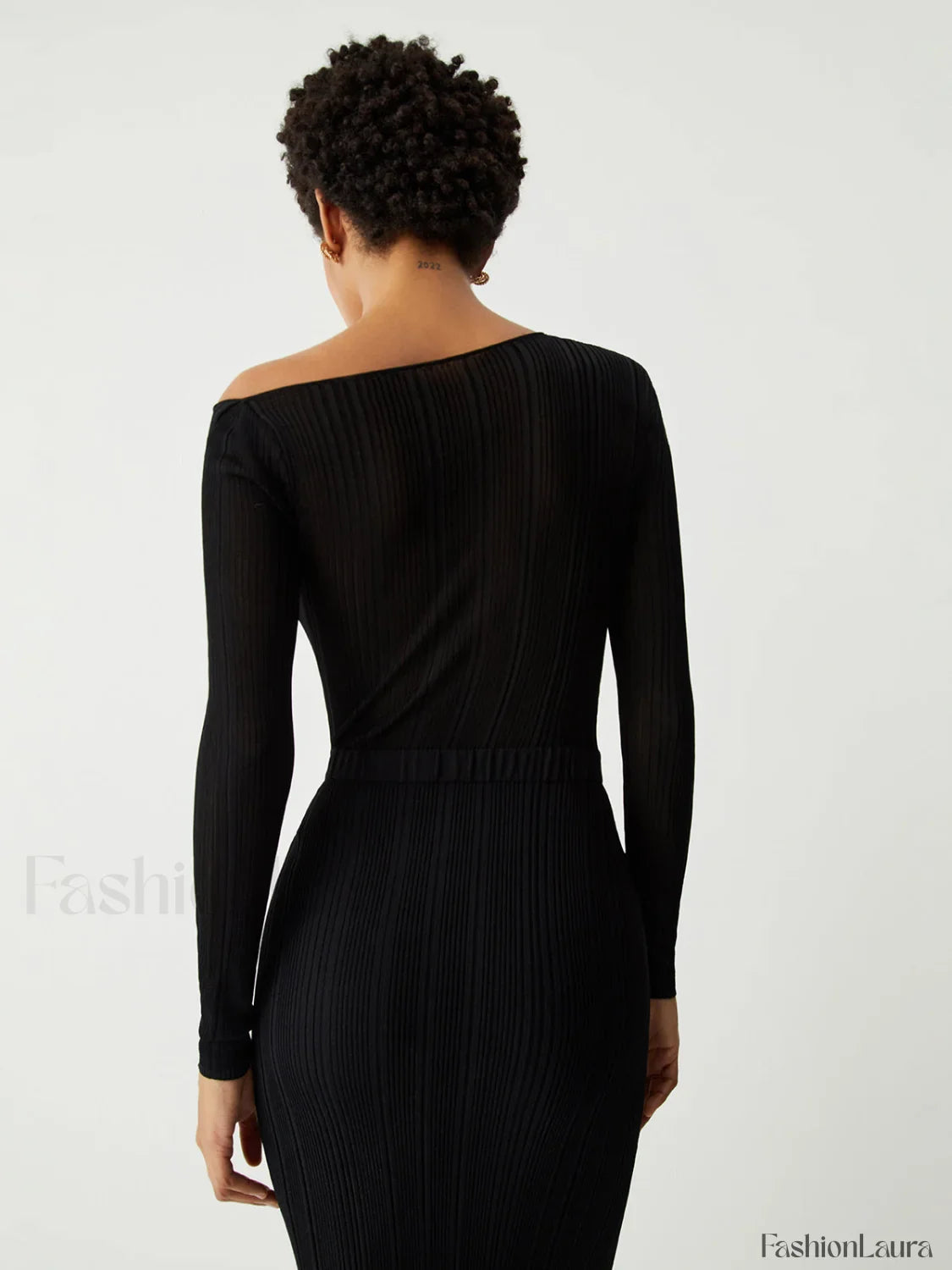 One Shoulder Off Trendy Knit Midi Dress