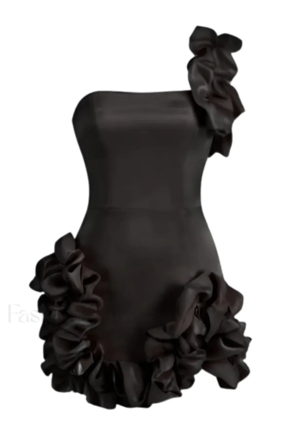 One Shoulder Ruffled Charming Sheath Mini Dress