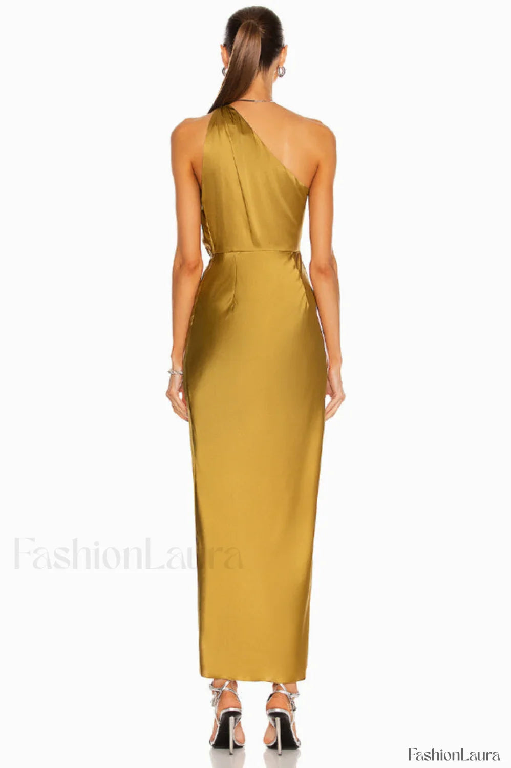 One Shoulder Sleeveless Charming Side Slit Dress